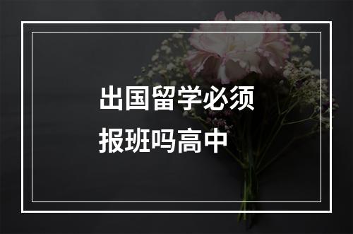 出国留学必须报班吗高中