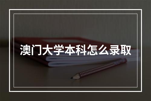 澳门大学本科怎么录取