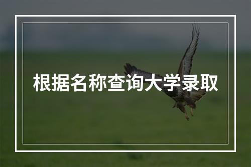 根据名称查询大学录取