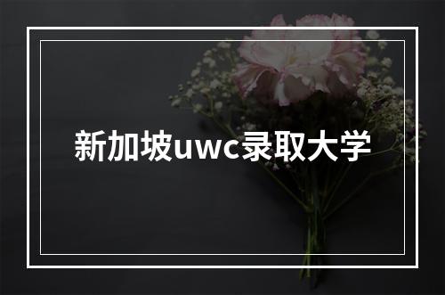 新加坡uwc录取大学