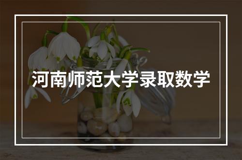 河南师范大学录取数学