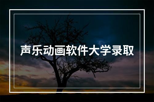 声乐动画软件大学录取