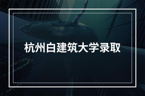 杭州白建筑大学录取