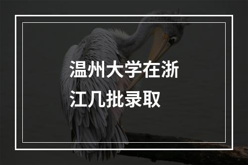 温州大学在浙江几批录取