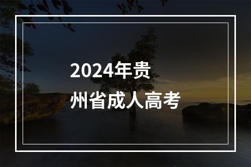 2024年贵州省成人高考