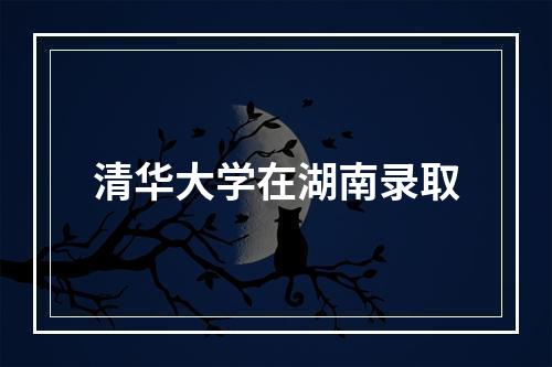 清华大学在湖南录取