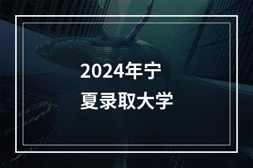 2024年宁夏录取大学