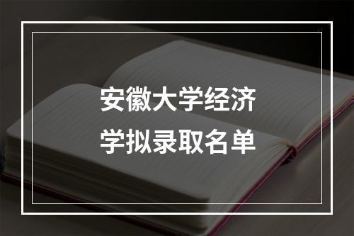 安徽大学经济学拟录取名单