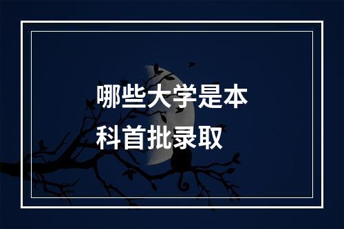 哪些大学是本科首批录取