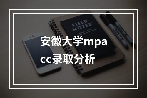 安徽大学mpacc录取分析