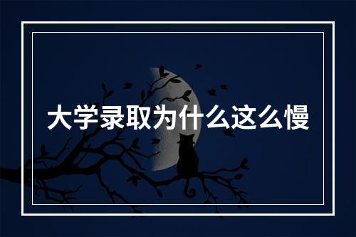 大学录取为什么这么慢