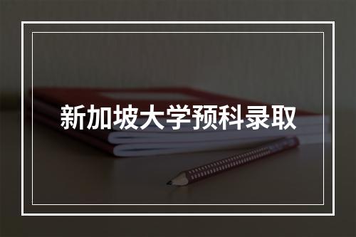 新加坡大学预科录取