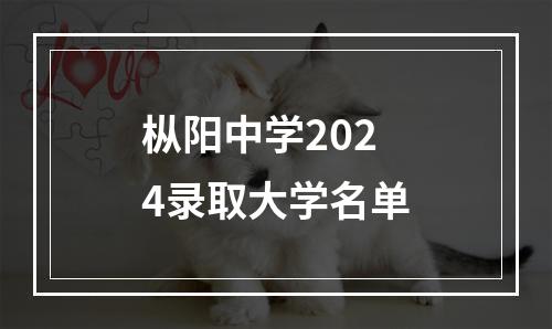 枞阳中学2024录取大学名单