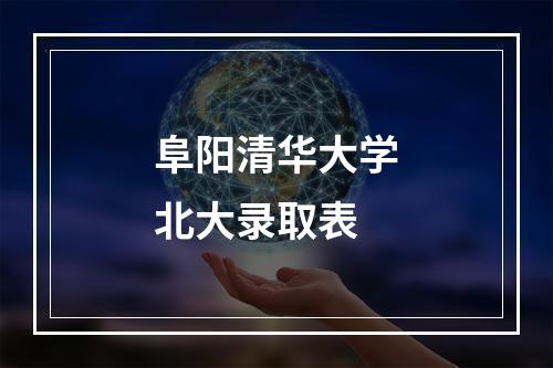 阜阳清华大学北大录取表