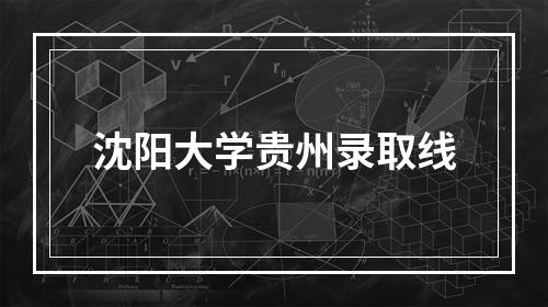 沈阳大学贵州录取线