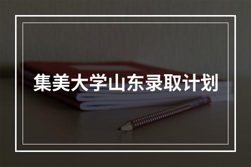 集美大学山东录取计划