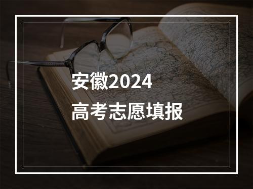 安徽2024高考志愿填报