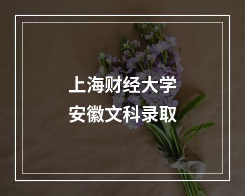 上海财经大学安徽文科录取