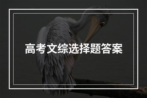 高考文综选择题答案