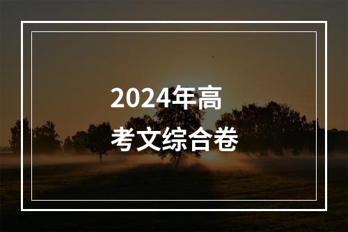 2024年高考文综合卷