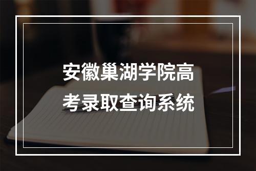 安徽巢湖学院高考录取查询系统