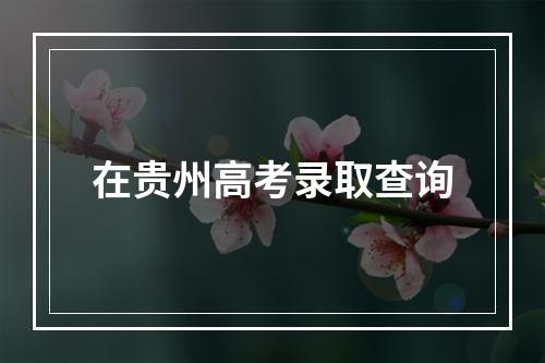 在贵州高考录取查询