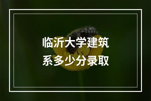 临沂大学建筑系多少分录取