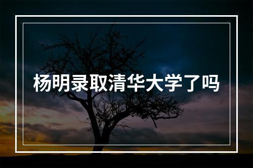 杨明录取清华大学了吗