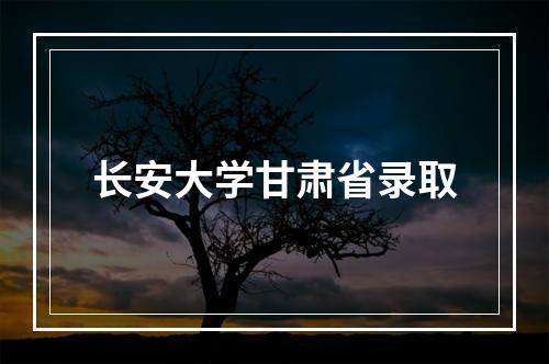 长安大学甘肃省录取