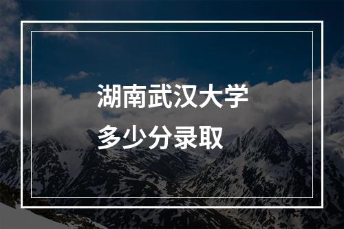 湖南武汉大学多少分录取