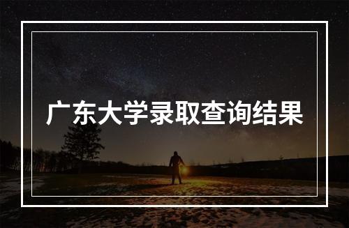 广东大学录取查询结果