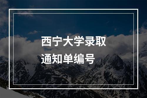 西宁大学录取通知单编号