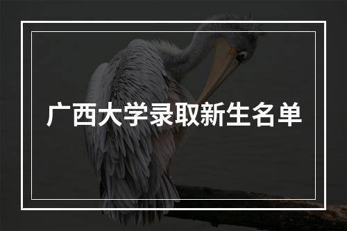 广西大学录取新生名单