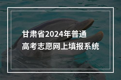 甘肃省2024年普通高考志愿网上填报系统