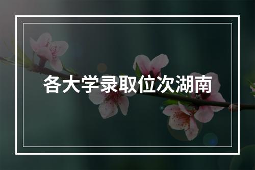 各大学录取位次湖南