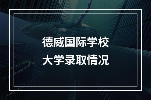 德威国际学校大学录取情况