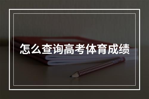 怎么查询高考体育成绩