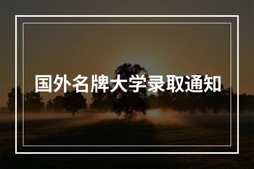 国外名牌大学录取通知