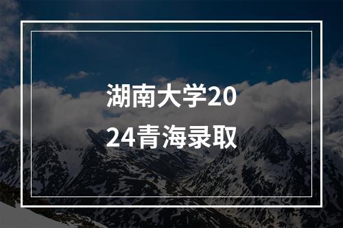 湖南大学2024青海录取