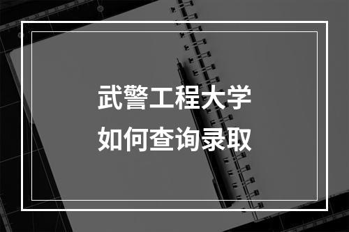 武警工程大学如何查询录取