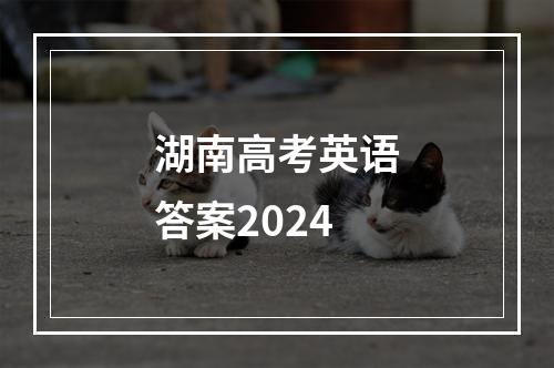 湖南高考英语答案2024