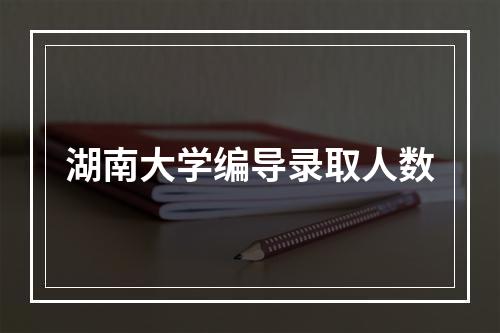 湖南大学编导录取人数