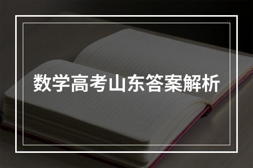 数学高考山东答案解析