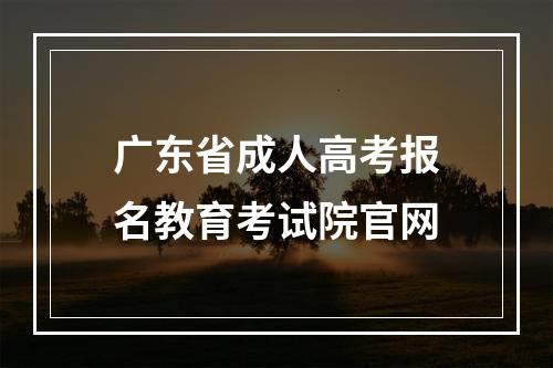 广东省成人高考报名教育考试院官网