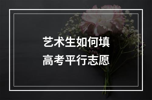 艺术生如何填高考平行志愿