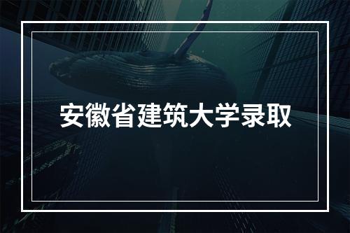 安徽省建筑大学录取