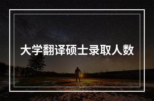 大学翻译硕士录取人数