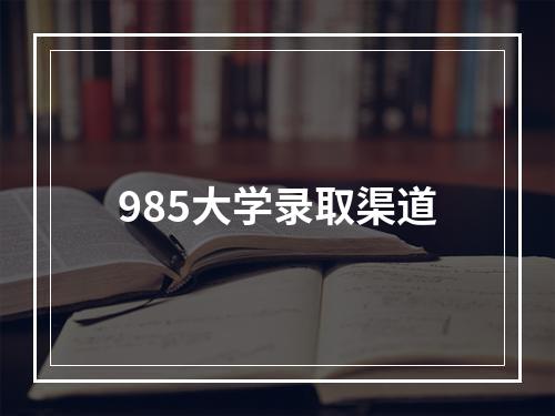 985大学录取渠道