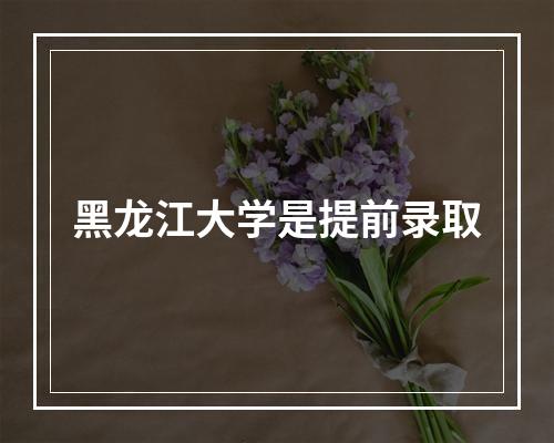 黑龙江大学是提前录取