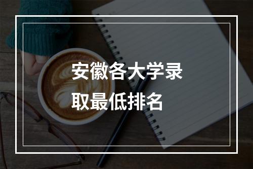 安徽各大学录取最低排名